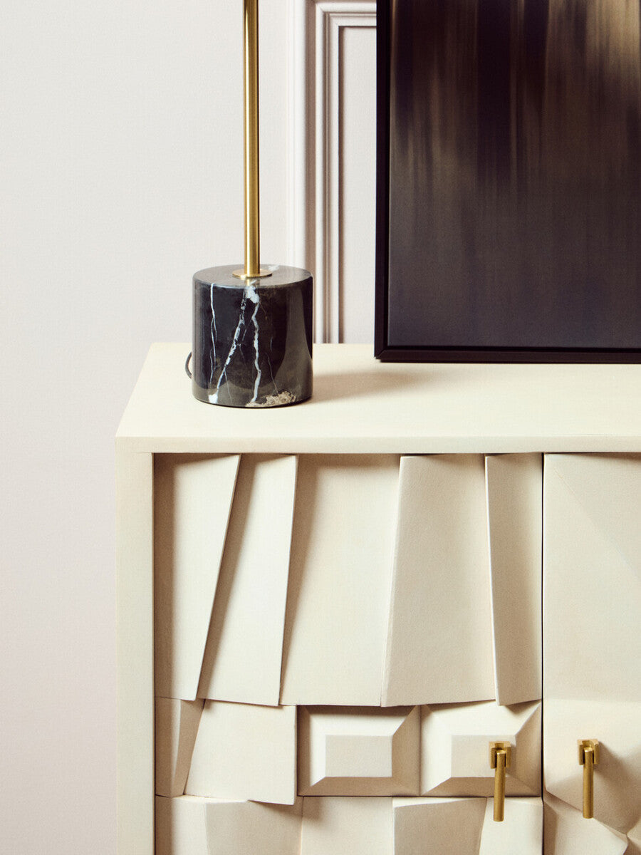 Murdoch Brushed Brass Table Lamp With Black Marble Base
