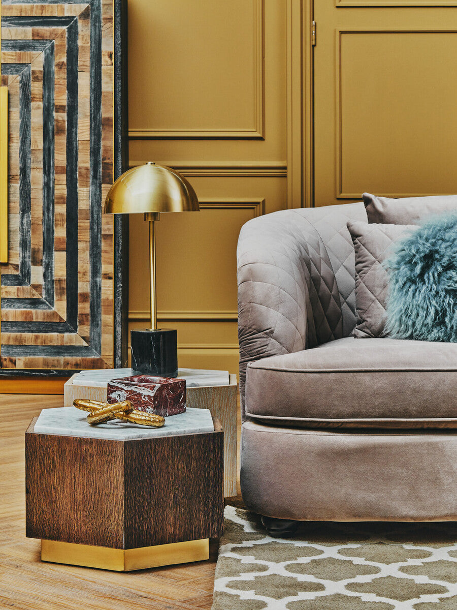 Murdoch Brushed Brass Table Lamp With Black Marble Base