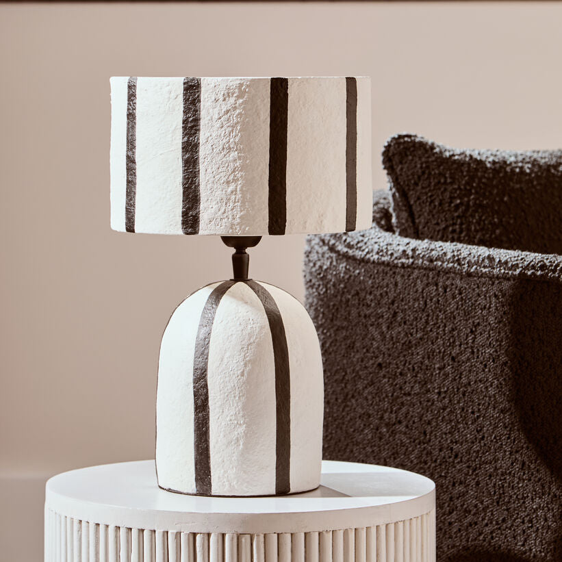 Carta Black and White Stripe Papier Mache Table Lamp
