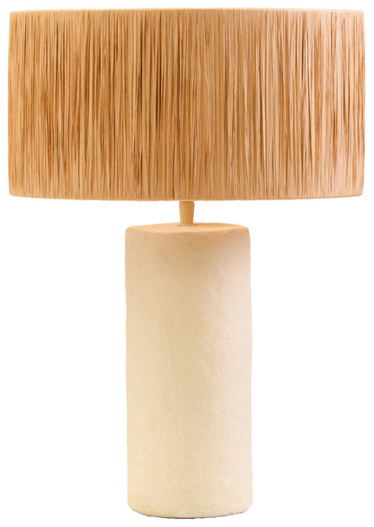 Natural Papier Mache Table Lamp with Natural Raffia Shade | Carta