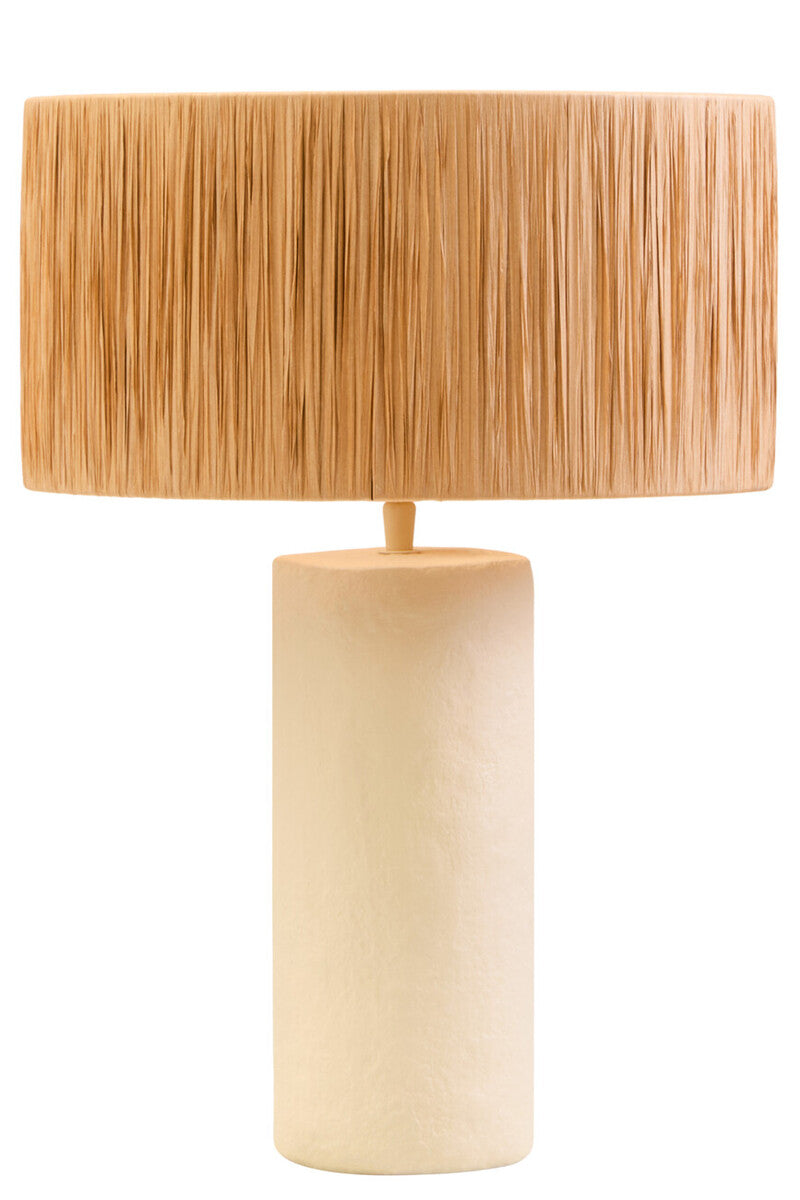Natural Papier Mache Table Lamp with Natural Raffia Shade | Carta