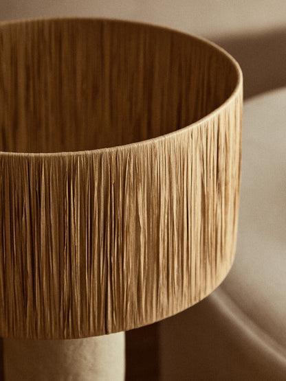Natural Papier Mache Table Lamp with Natural Raffia Shade | Carta