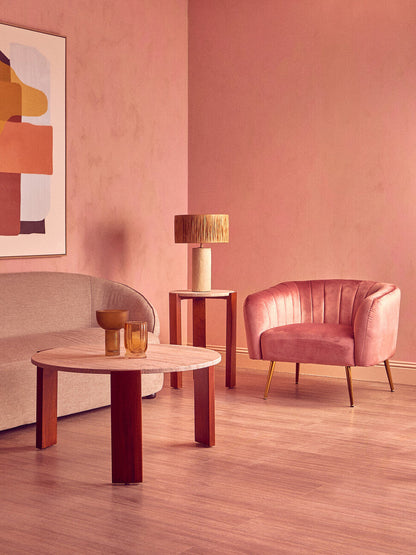 Natural Papier Mache Table Lamp with Natural Raffia Shade | Carta