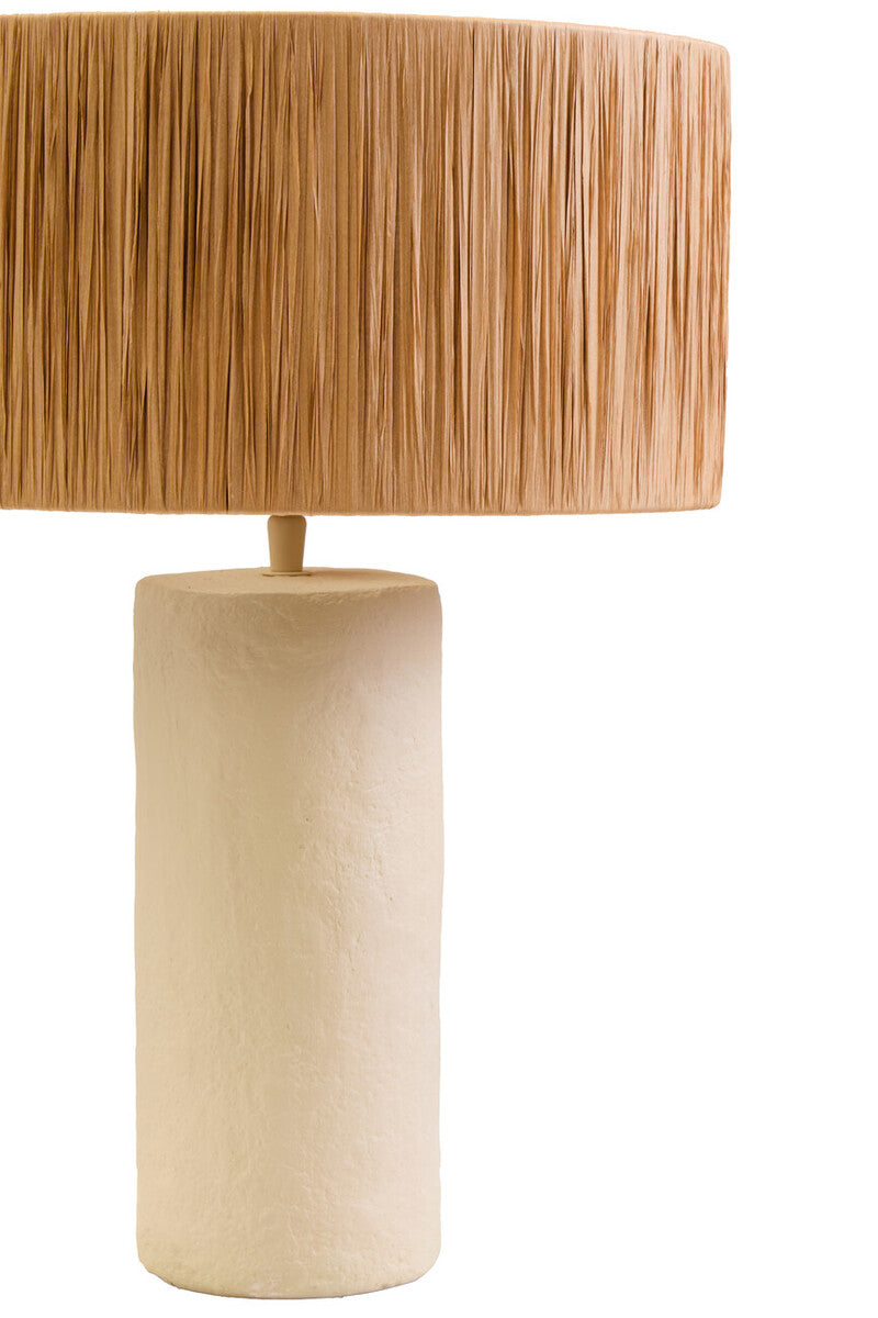 Natural Papier Mache Table Lamp with Natural Raffia Shade | Carta
