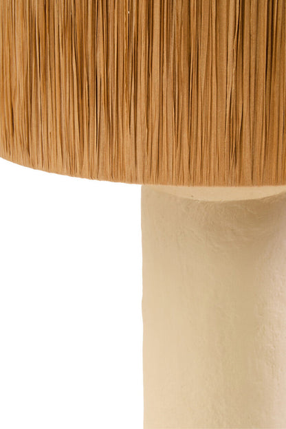 Natural Papier Mache Table Lamp with Natural Raffia Shade | Carta