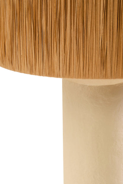 Natural Papier Mache Table Lamp with Natural Raffia Shade | Carta