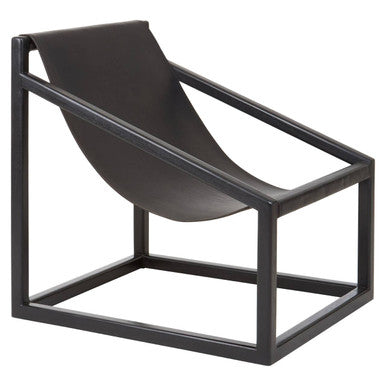 Kendari Black Cow Leather Chair with Wood Frame