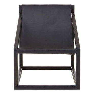 Kendari Black Cow Leather Chair with Wood Frame
