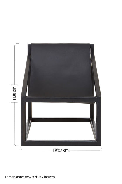Kendari Black Cow Leather Chair with Wood Frame