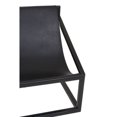 Kendari Black Cow Leather Chair with Wood Frame