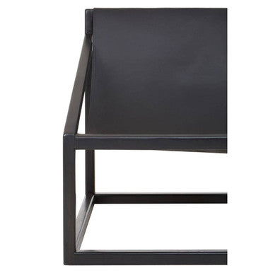 Kendari Black Cow Leather Chair with Wood Frame
