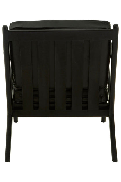 Kendari Black Leather Armchair with Wood Frame