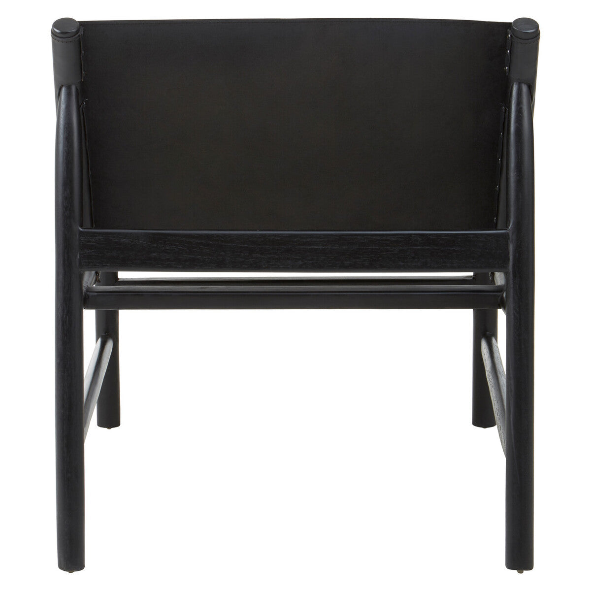 Kendari Black Genuine Leather Sling Chair with Wood Frame