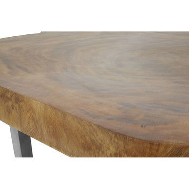 Natural Teak Wood Coffee Table with Silver Steel Frame | Surak