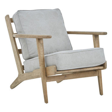 Harry Grey Linen Armchair with American Oak Frame