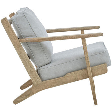 Harry Grey Linen Armchair with American Oak Frame