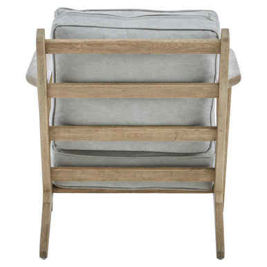 Harry Grey Linen Armchair with American Oak Frame