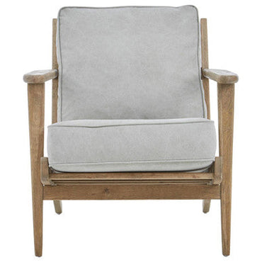Harry Grey Linen Armchair with American Oak Frame