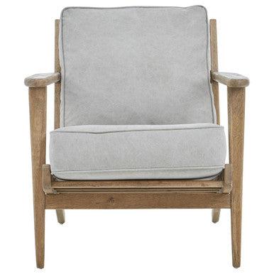 Harry Grey Linen Armchair with American Oak Frame