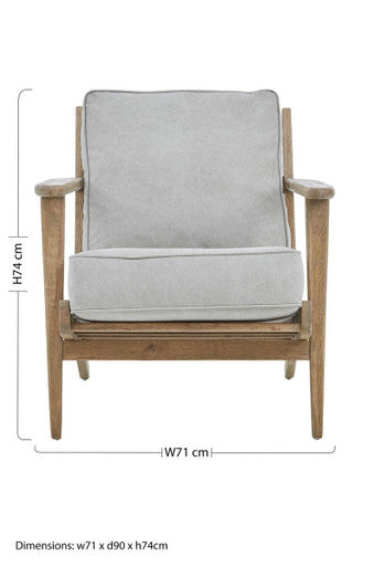 Harry Grey Linen Armchair with American Oak Frame