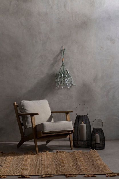 Harry Grey Linen Armchair with American Oak Frame