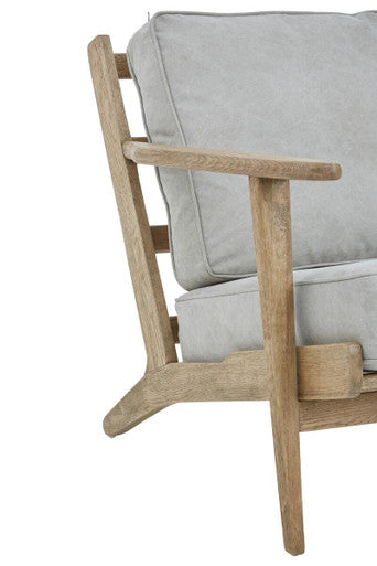 Harry Grey Linen Armchair with American Oak Frame