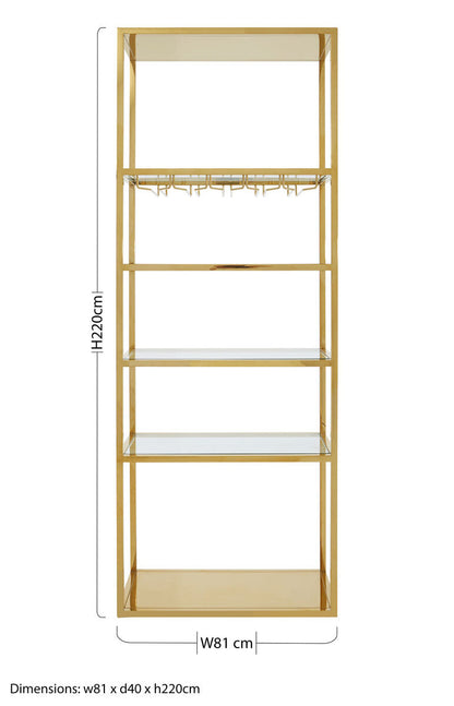 Gold Bar Shelf Unit with Glass Rack | Piermount
