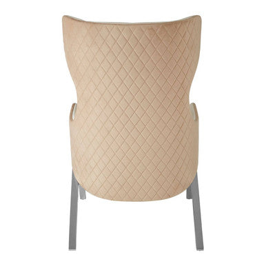 Piermount Ivory Wood and Metal Wingback Chair with Silver Finish Legs