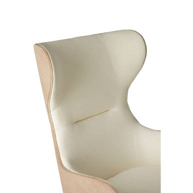 Piermount Ivory Wood and Metal Wingback Chair with Silver Finish Legs