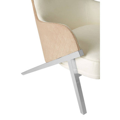 Piermount Ivory Wood and Metal Wingback Chair with Silver Finish Legs