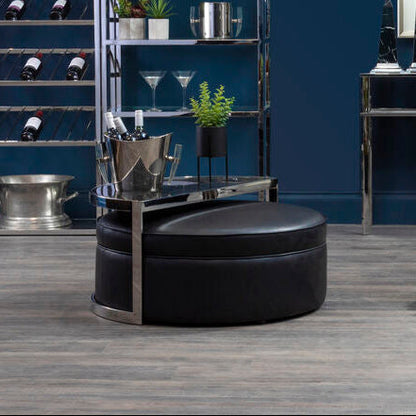 Black Stool and Coffee Table Set with Nesting Design | Piermount