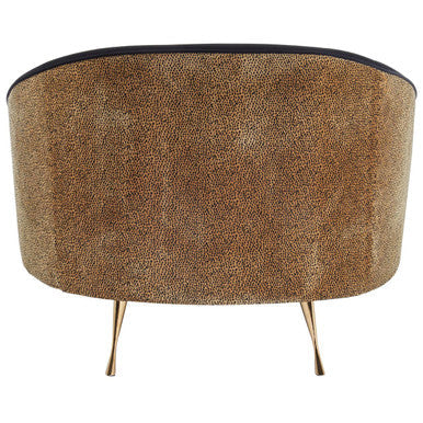 Manhattan Black Velvet and Leopard Print Cocoon Chair with Gold Finish Legs