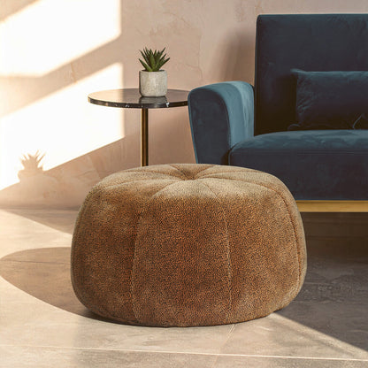 Manhattan Leopard Brown Velvet Print Pouffe