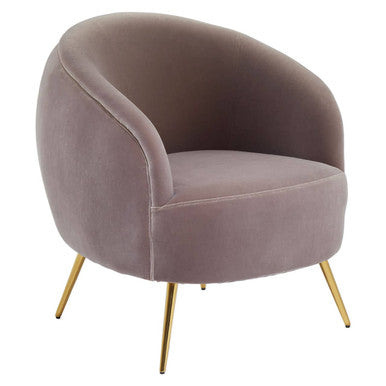 Manhattan Mink Velvet Accent Chair with Curved Back