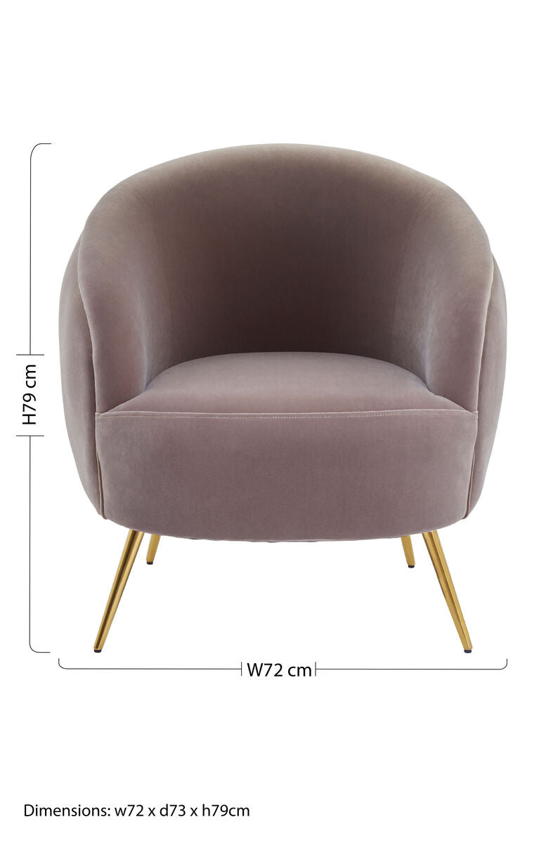 Manhattan Mink Velvet Accent Chair with Curved Back