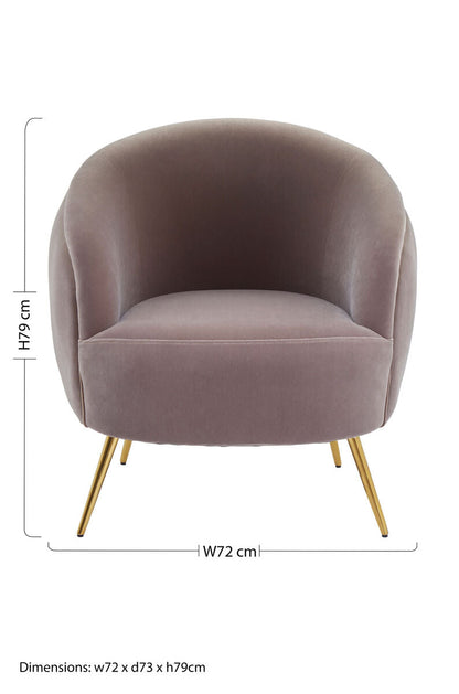Manhattan Mink Velvet Accent Chair with Curved Back