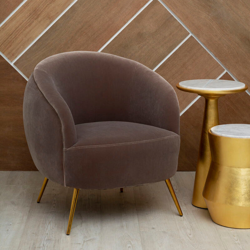 Manhattan Mink Velvet Accent Chair with Curved Back