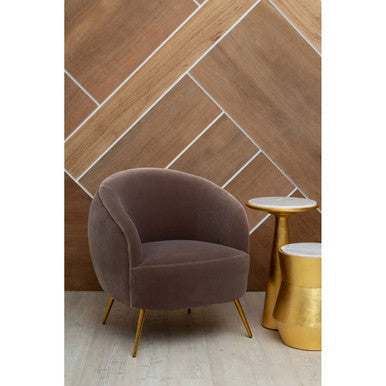 Manhattan Mink Velvet Accent Chair with Curved Back