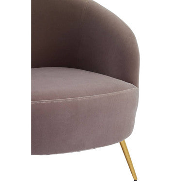 Manhattan Mink Velvet Accent Chair with Curved Back