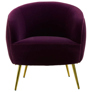 Manhattan Purple Velvet Accent Chair With Gold Finish Legs