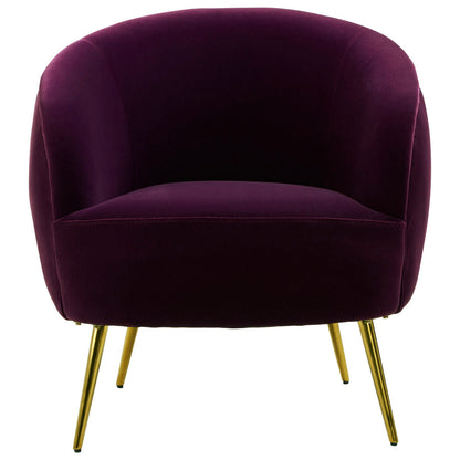 Manhattan Purple Velvet Accent Chair with Gold Finish Legs