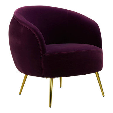 Manhattan Purple Velvet Accent Chair with Gold Finish Legs