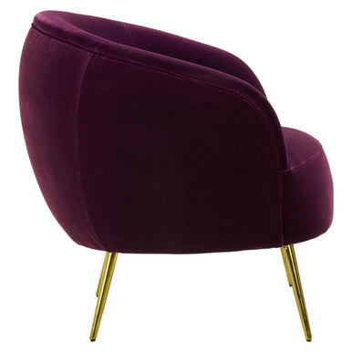 Manhattan Purple Velvet Accent Chair with Gold Finish Legs