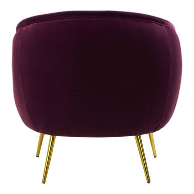 Manhattan Purple Velvet Accent Chair with Gold Finish Legs