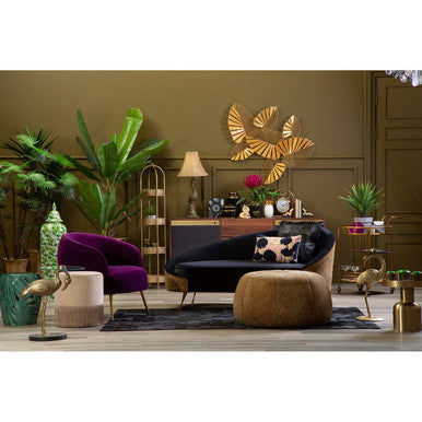 Manhattan Purple Velvet Accent Chair with Gold Finish Legs