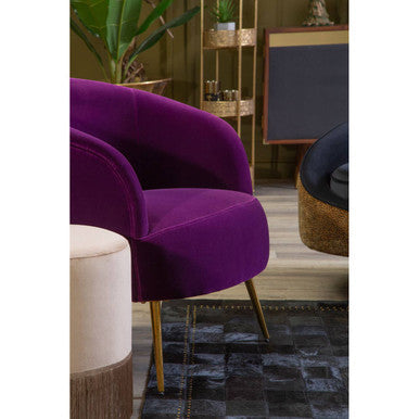Manhattan Purple Velvet Accent Chair with Gold Finish Legs