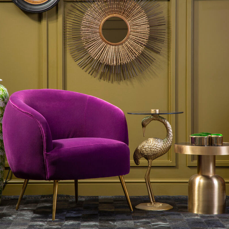 Manhattan Purple Velvet Accent Chair with Gold Finish Legs