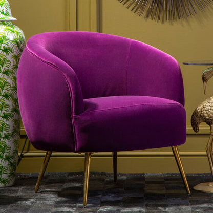 Manhattan Purple Velvet Accent Chair with Gold Finish Legs