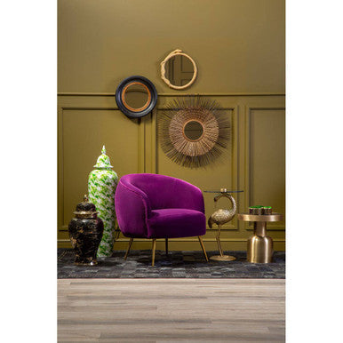Manhattan Purple Velvet Accent Chair with Gold Finish Legs