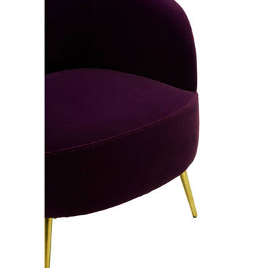 Manhattan Purple Velvet Accent Chair with Gold Finish Legs